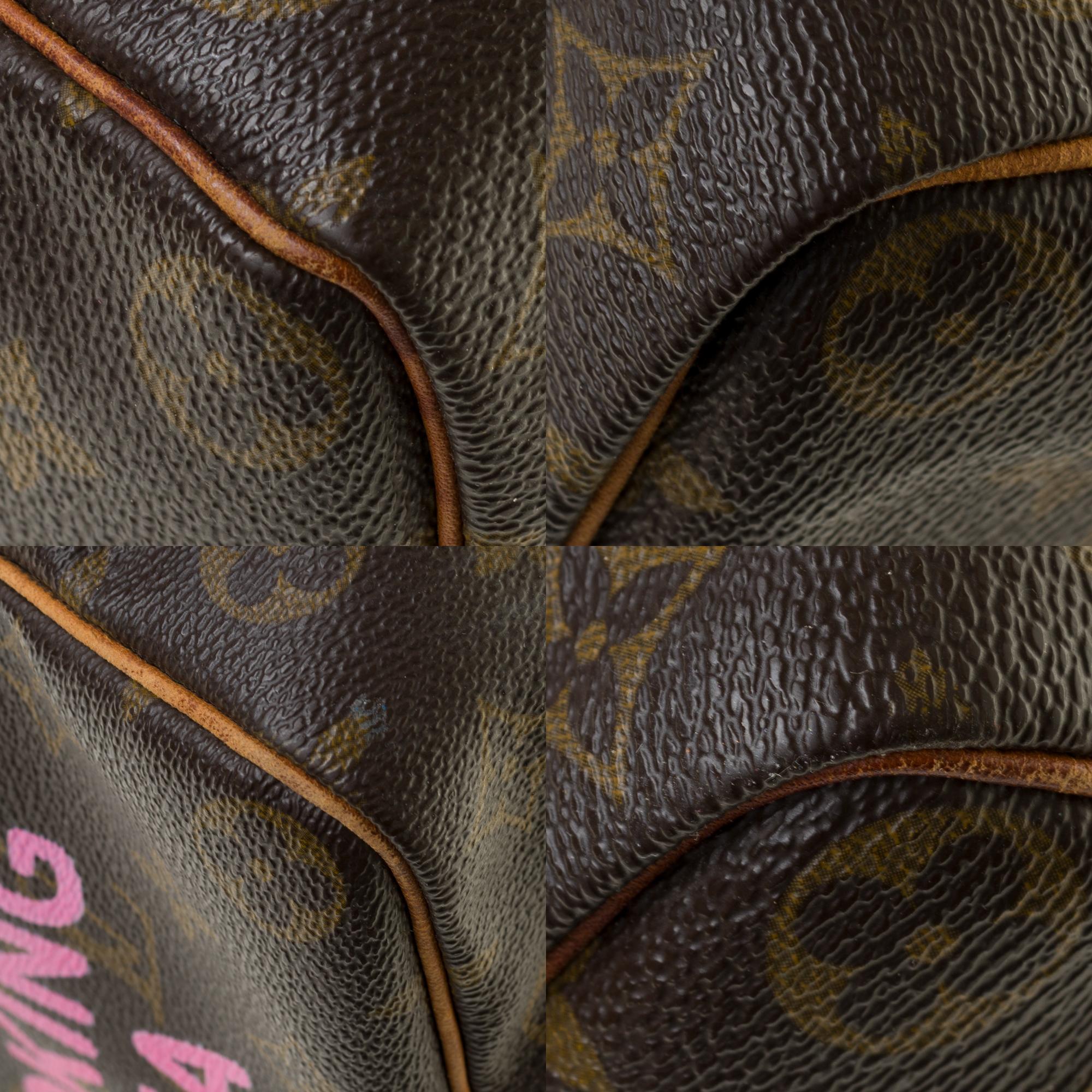 Louis Vuitton Speedy 35 handbag in Monogram canvas customized 