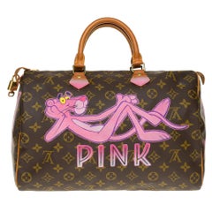 Handbag Louis Vuitton Speedy 35 Monogram customized Pink Panther I by  PatBo ! at 1stDibs