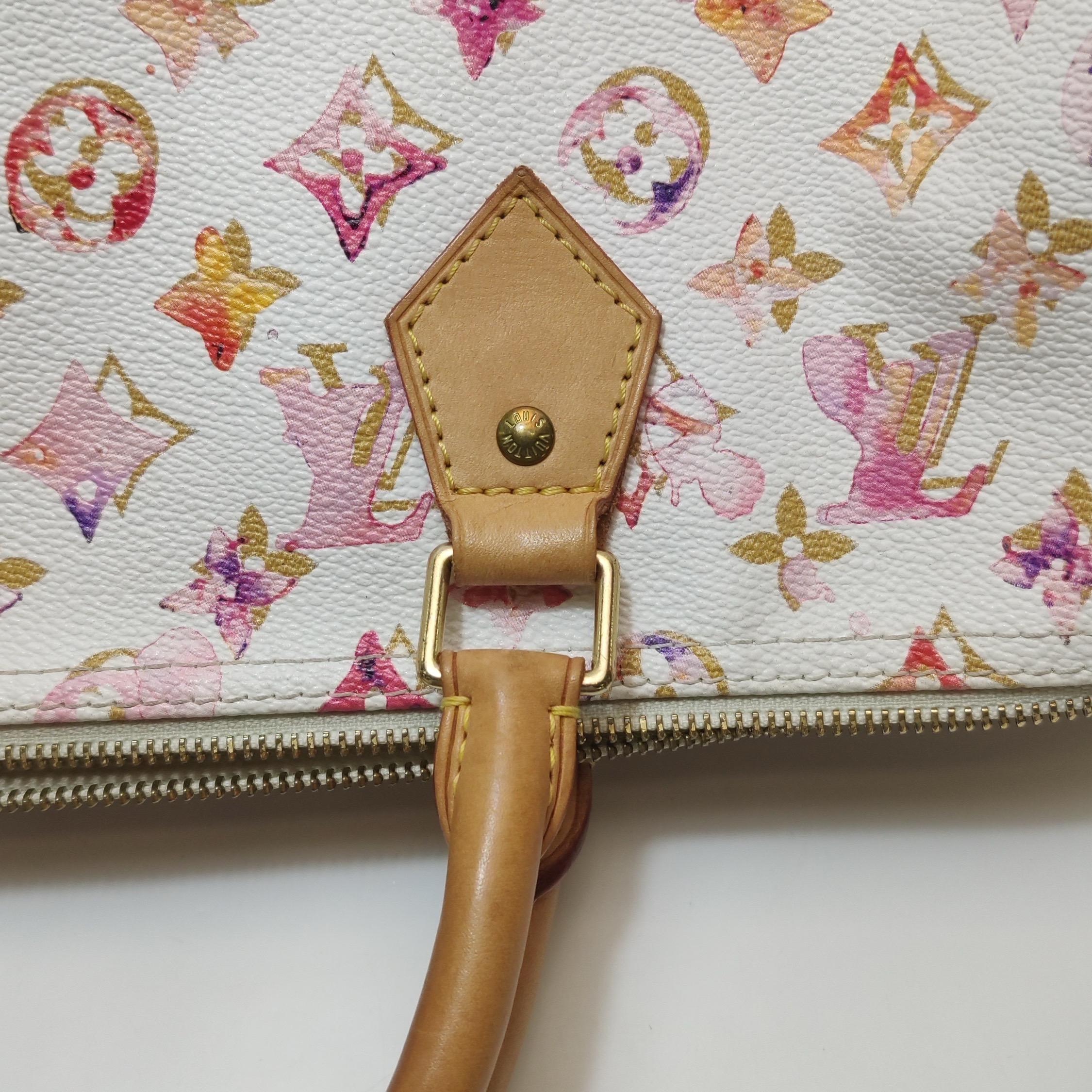 Louis Vuitton Speedy 35 Monogram Watercolor Pink Handbag Richard Prince 2008 For Sale 12