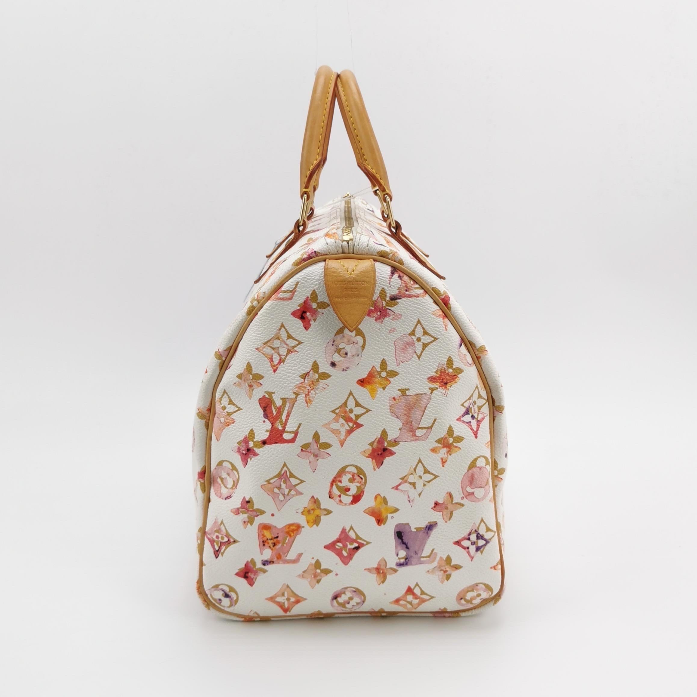 Louis Vuitton Speedy 35 Monogram Watercolor Pink Handbag Richard Prince 2008 For Sale 1