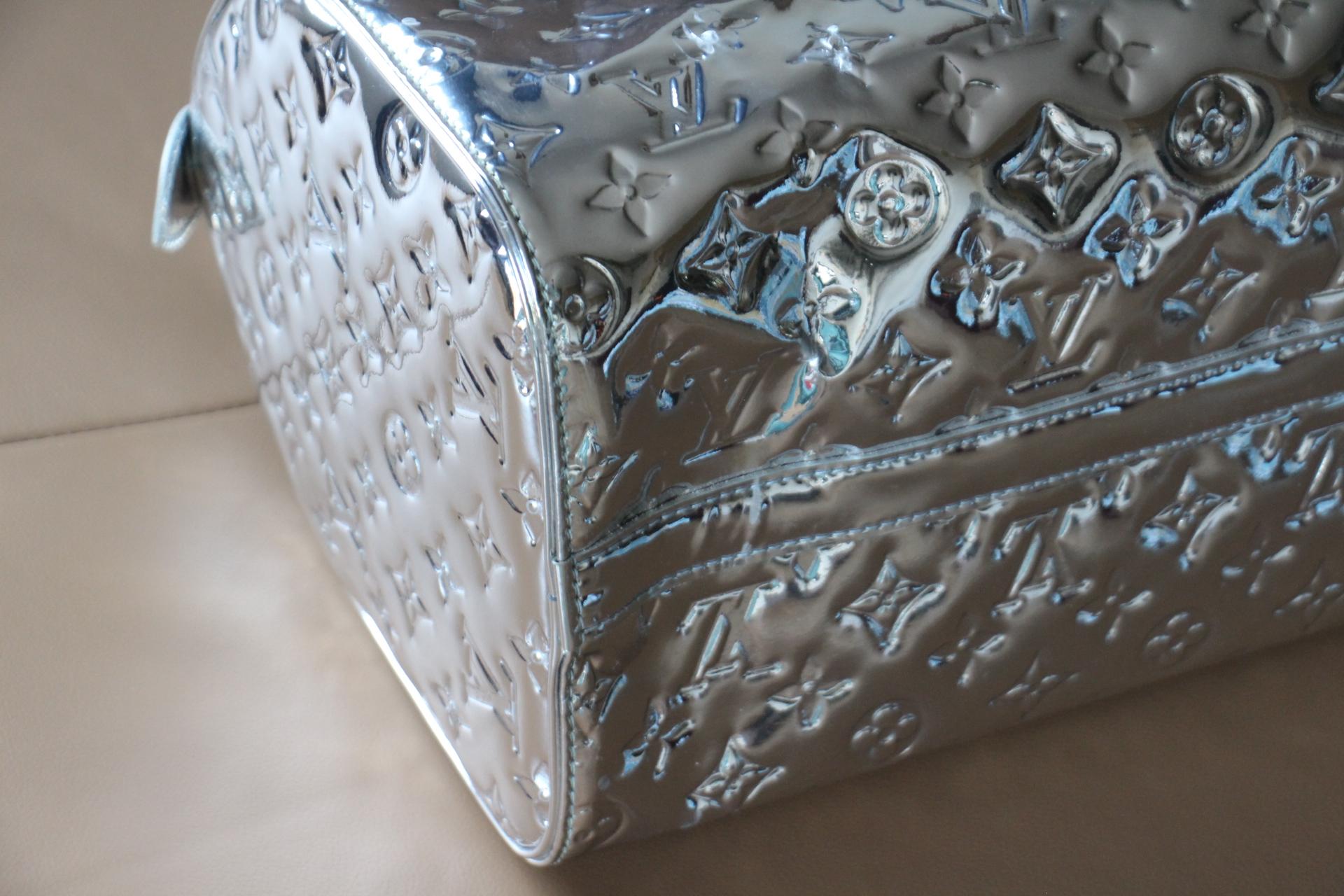 Louis Vuitton Speedy 35 Silver Monogram Miroir Handbag Purse For Sale 6