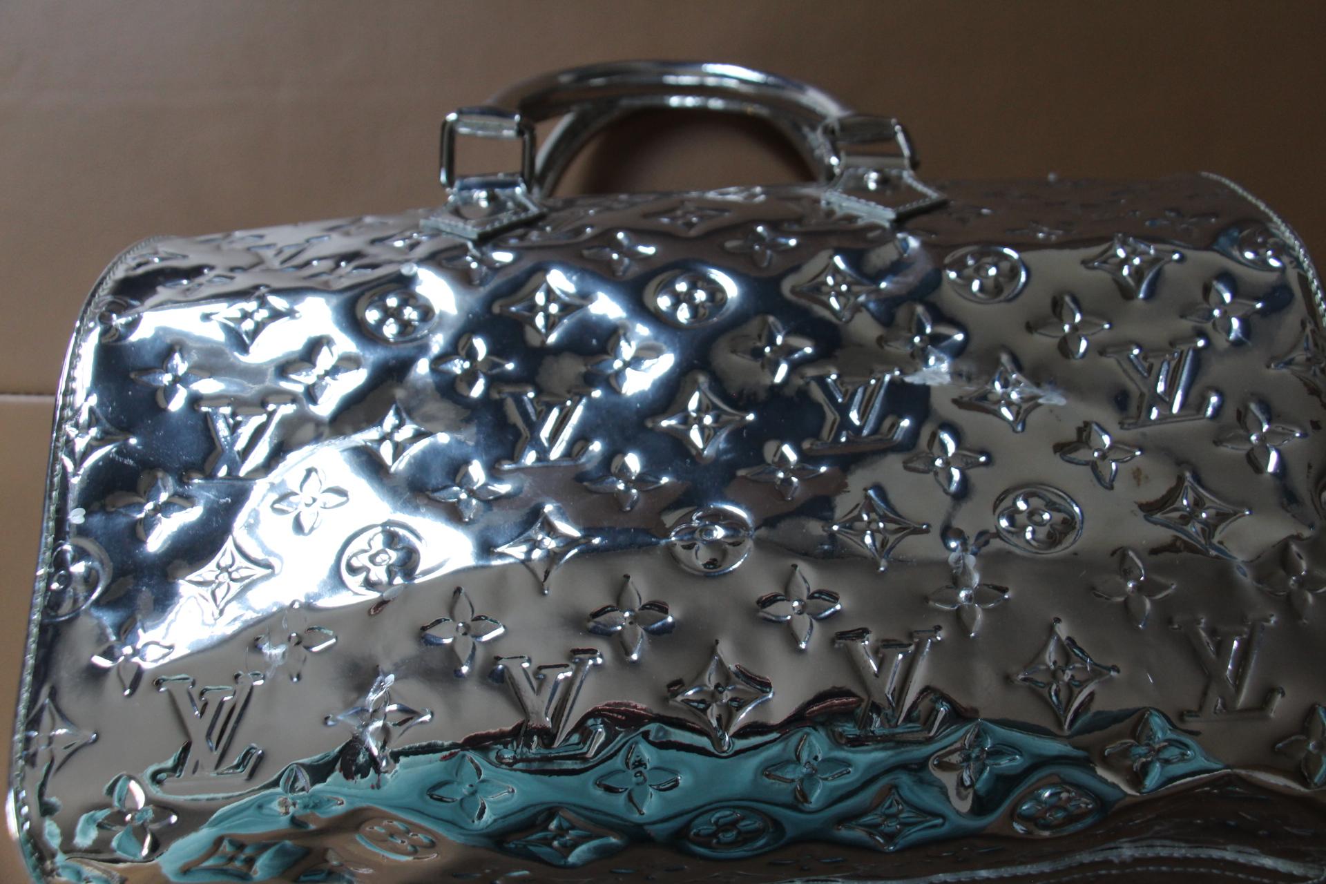 Louis Vuitton Speedy 35 Silver Monogram Miroir Handbag Purse For Sale 10
