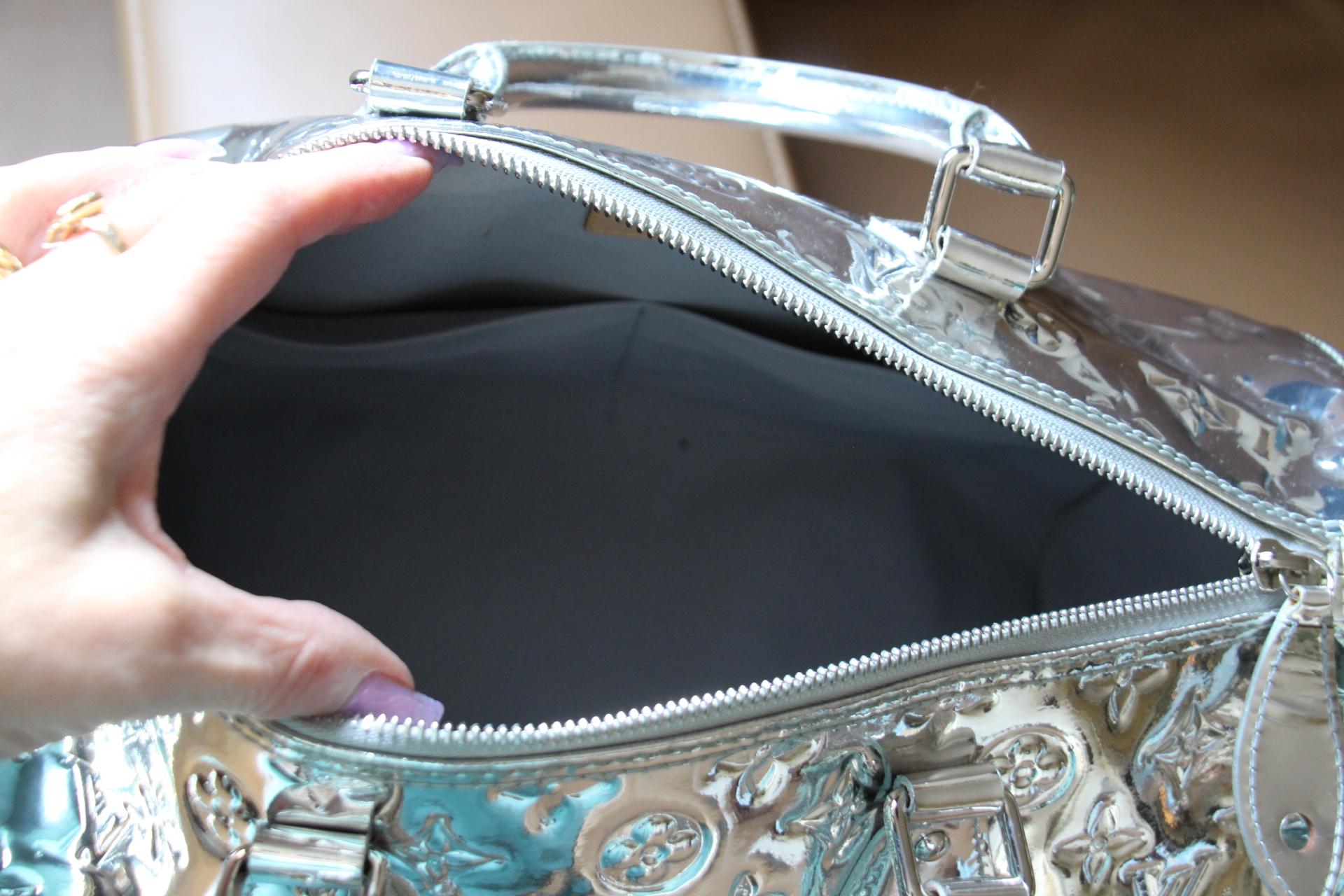 Louis Vuitton Speedy 35 Silver Monogram Miroir Handbag Purse For Sale 13
