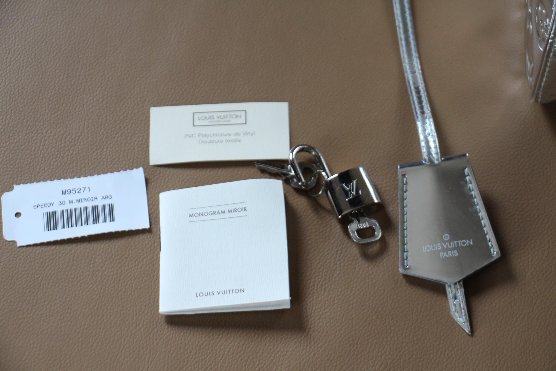 Louis Vuitton Speedy 35 Silver Monogram Miroir Handbag Purse For Sale 15