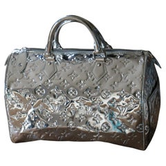 Louis Vuitton Speedy 35 Silver Monogram Miroir Handbag Purse