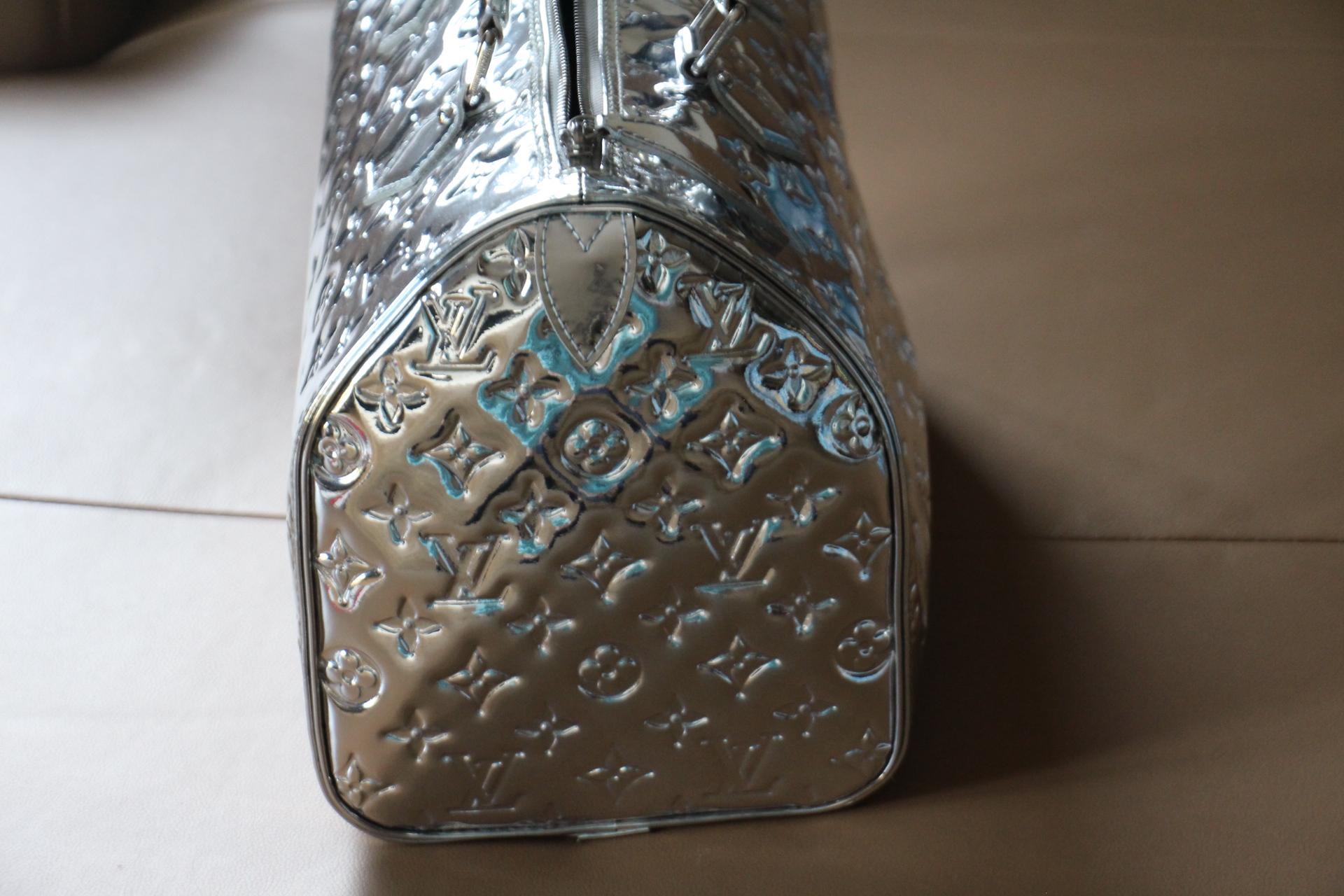 Louis Vuitton Speedy 35 Silver Monogram Miroir Handbag Purse For Sale 1