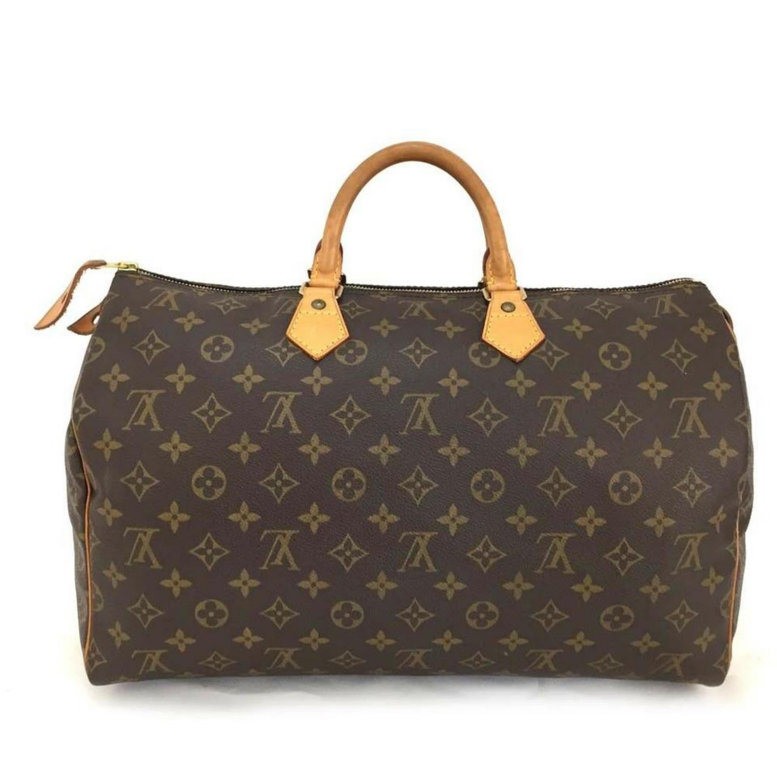 Louis Vuitton Speedy 40 Boston Gm 870010 Brown Coated Canvas Weekend/Travel Bag For Sale 6