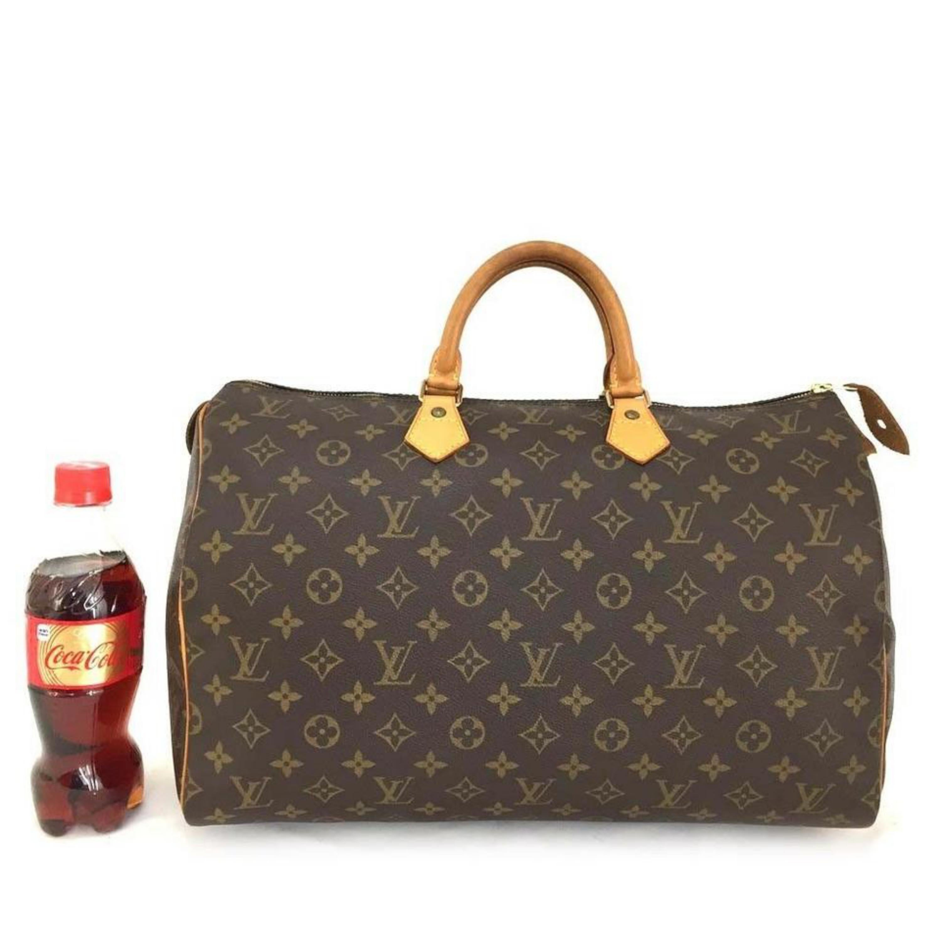 Louis Vuitton Speedy 40 Boston Gm 870010 Brown Coated Canvas Weekend/Travel Bag For Sale 7