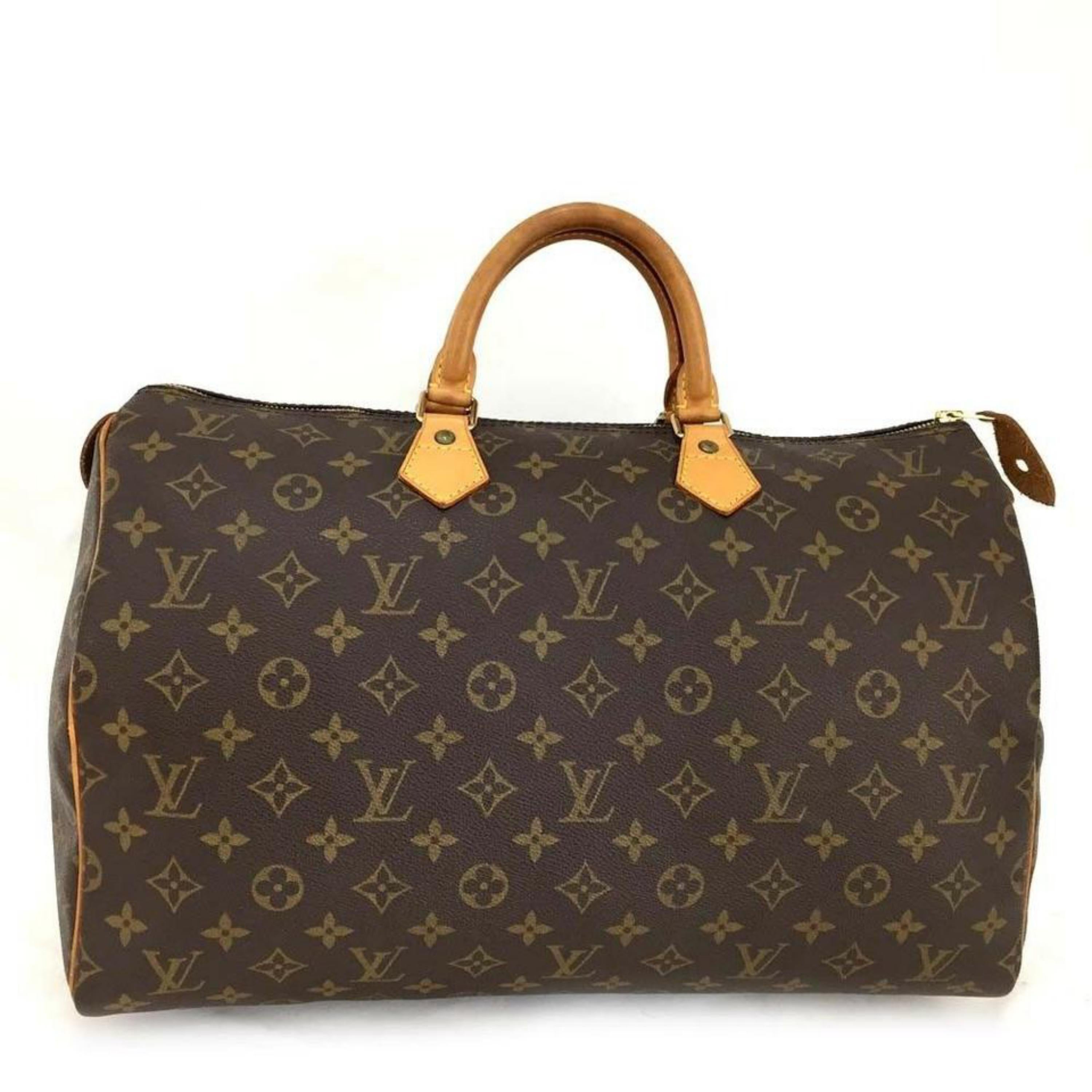 Louis Vuitton Speedy 40 Boston Gm 870010 Brown Coated Canvas Weekend/Travel Bag For Sale 1