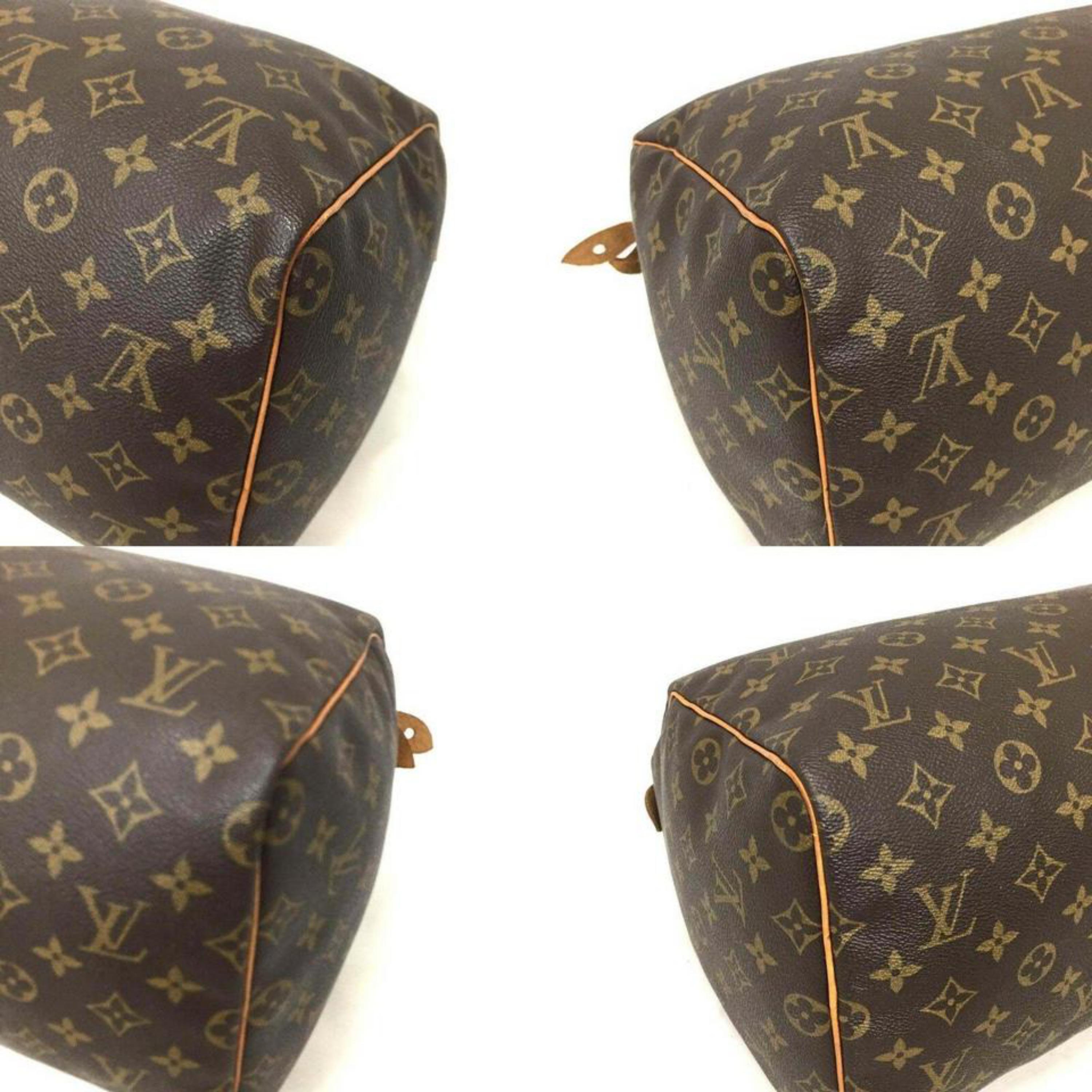 Louis Vuitton Speedy 40 Boston Gm 870010 Brown Coated Canvas Weekend/Travel Bag For Sale 4