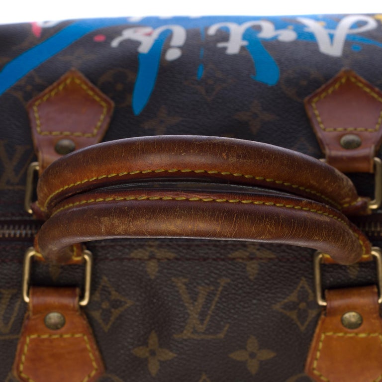 Louis Vuitton Speedy 40 handbag in Monogram canvas customized 