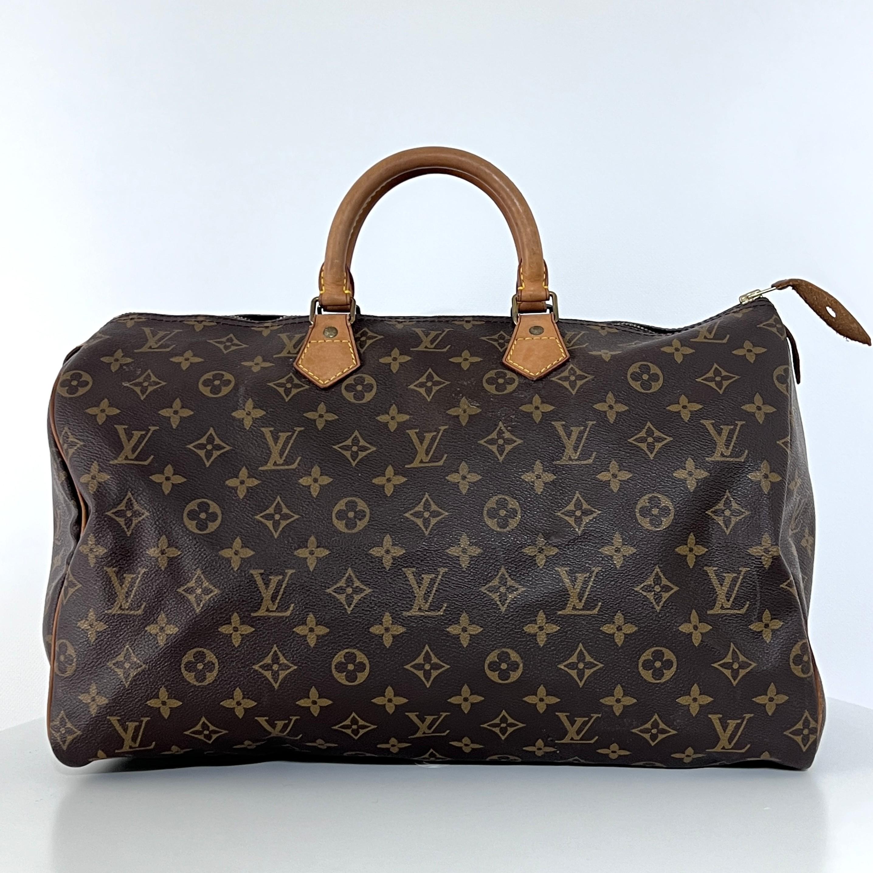 Nero Louis Vuitton Speedy 40 Borsa a manico alto in tela Monogram Marrone 1991 in vendita