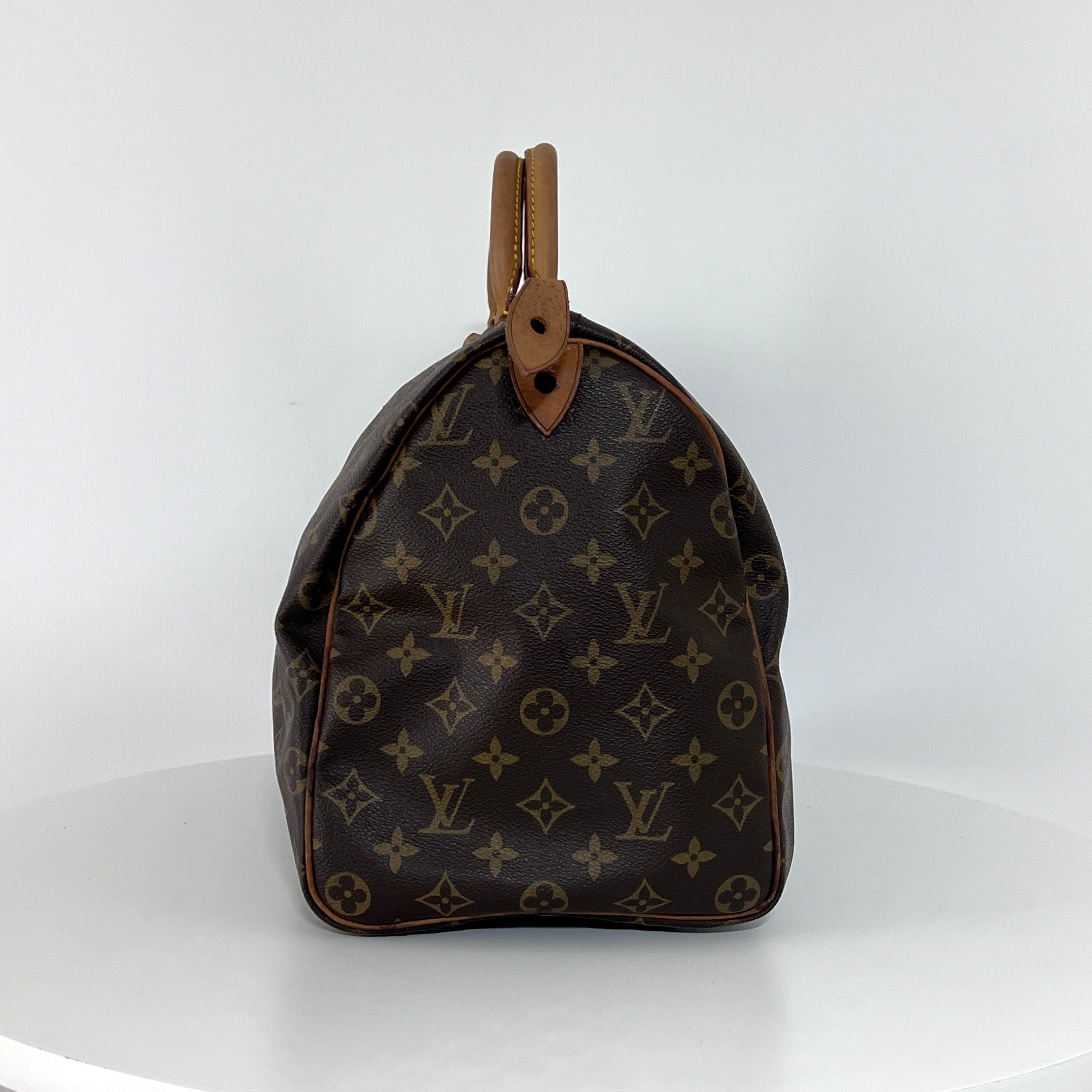 da uomo o donna Louis Vuitton Speedy 40 Borsa a manico alto in tela Monogram Marrone 1991 in vendita