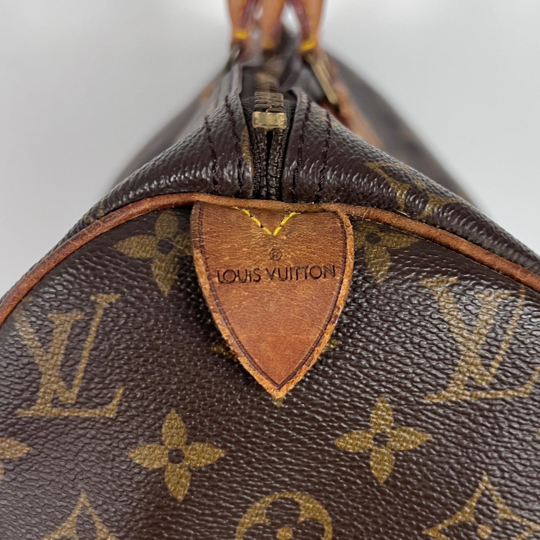 Louis Vuitton Speedy 40 Borsa a manico alto in tela Monogram Marrone 1991 in vendita 3