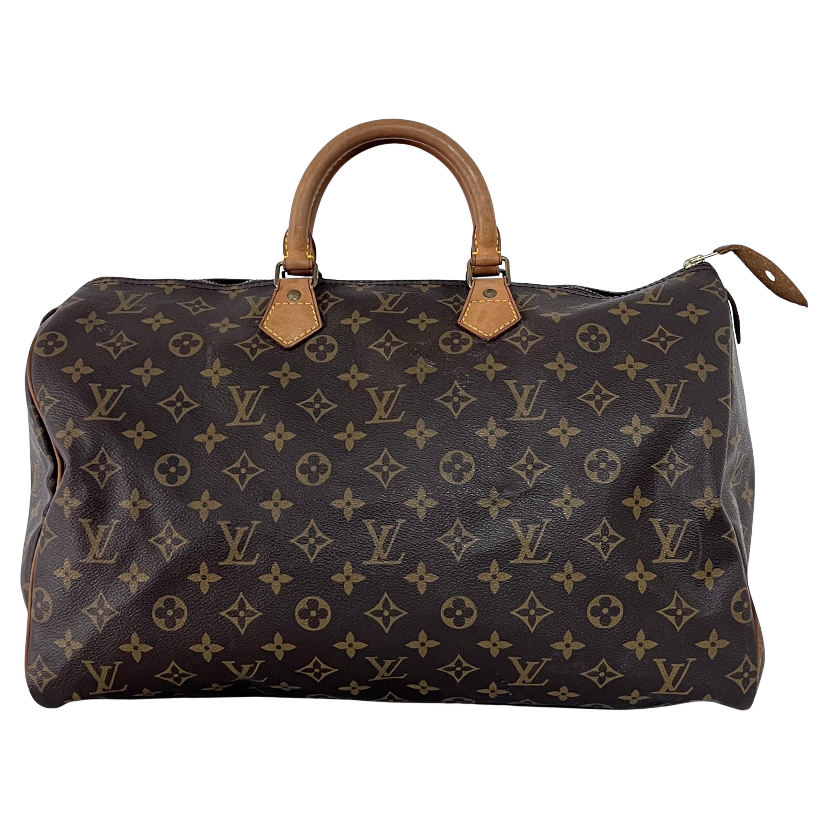 Louis Vuitton Speedy 40 Top Handle Bag Monogram Canvas Brown 1991