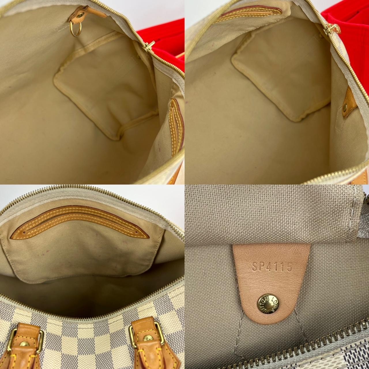 LOUIS VUITTON Speedy Bandouliere 30 Damier Azur Shoulder Hand Bag Added Insert  For Sale 7