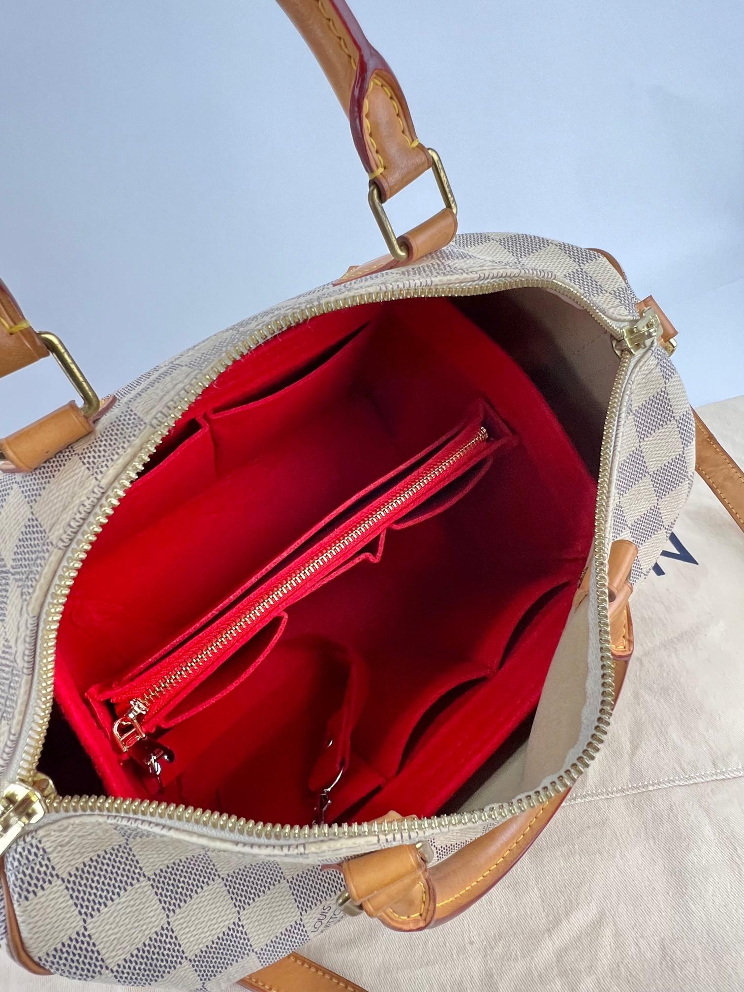 LOUIS VUITTON Speedy Bandouliere 30 Damier Azur Shoulder Hand Bag Added Insert  For Sale 4