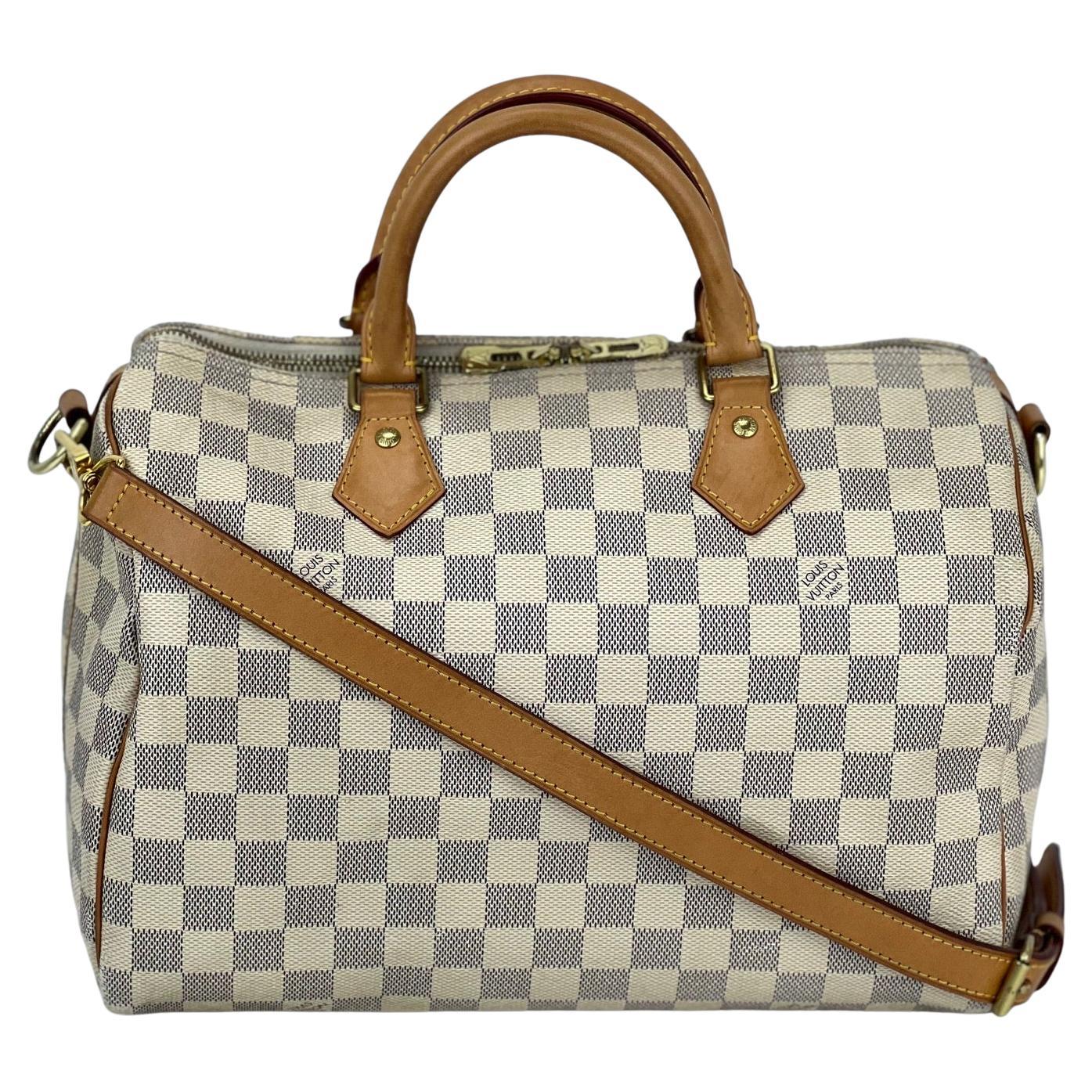 LOUIS VUITTON Speedy Bandouliere 30 Damier Azur Shoulder Hand Bag Added Insert  For Sale