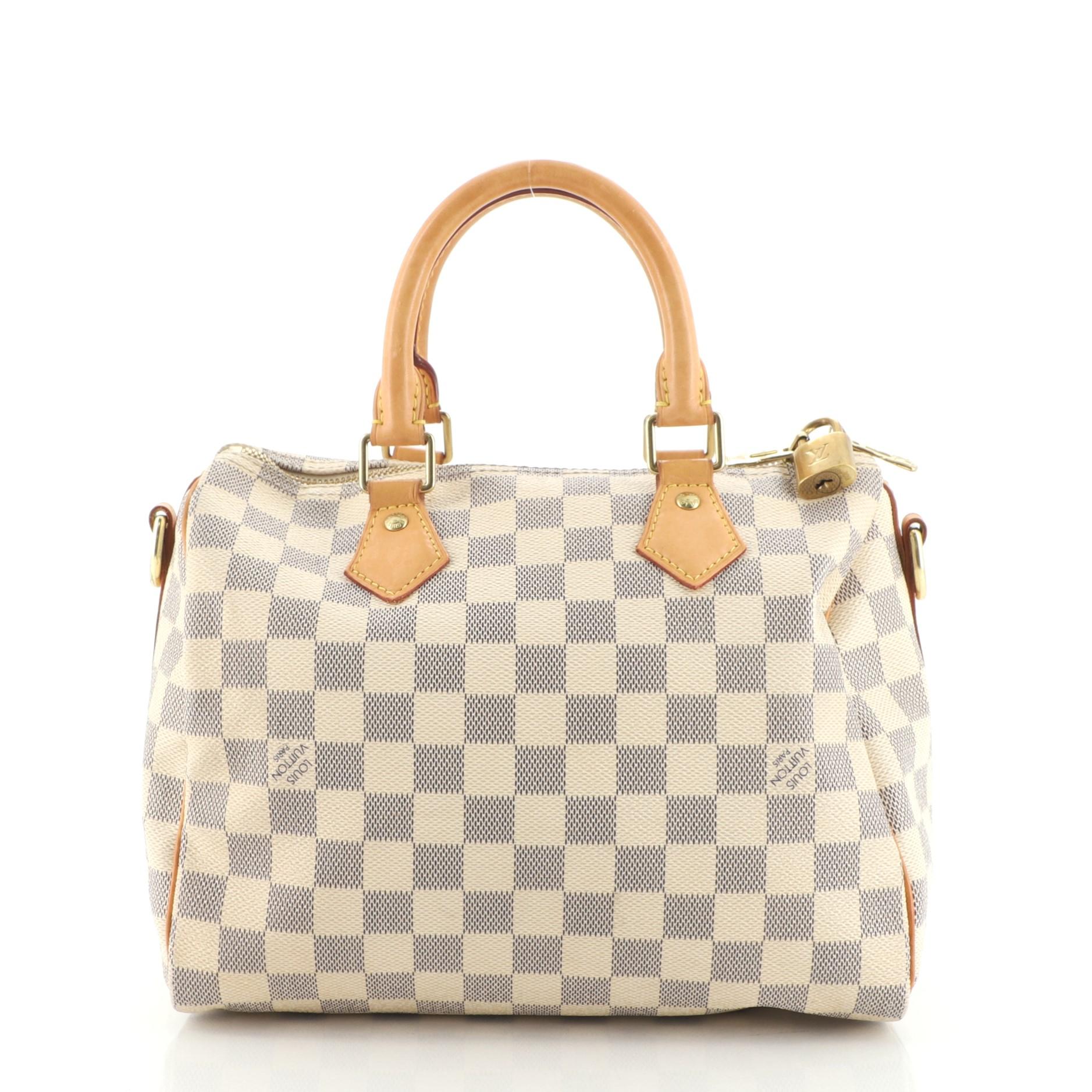 Beige Louis Vuitton Speedy Bandouliere Bag Damier 25