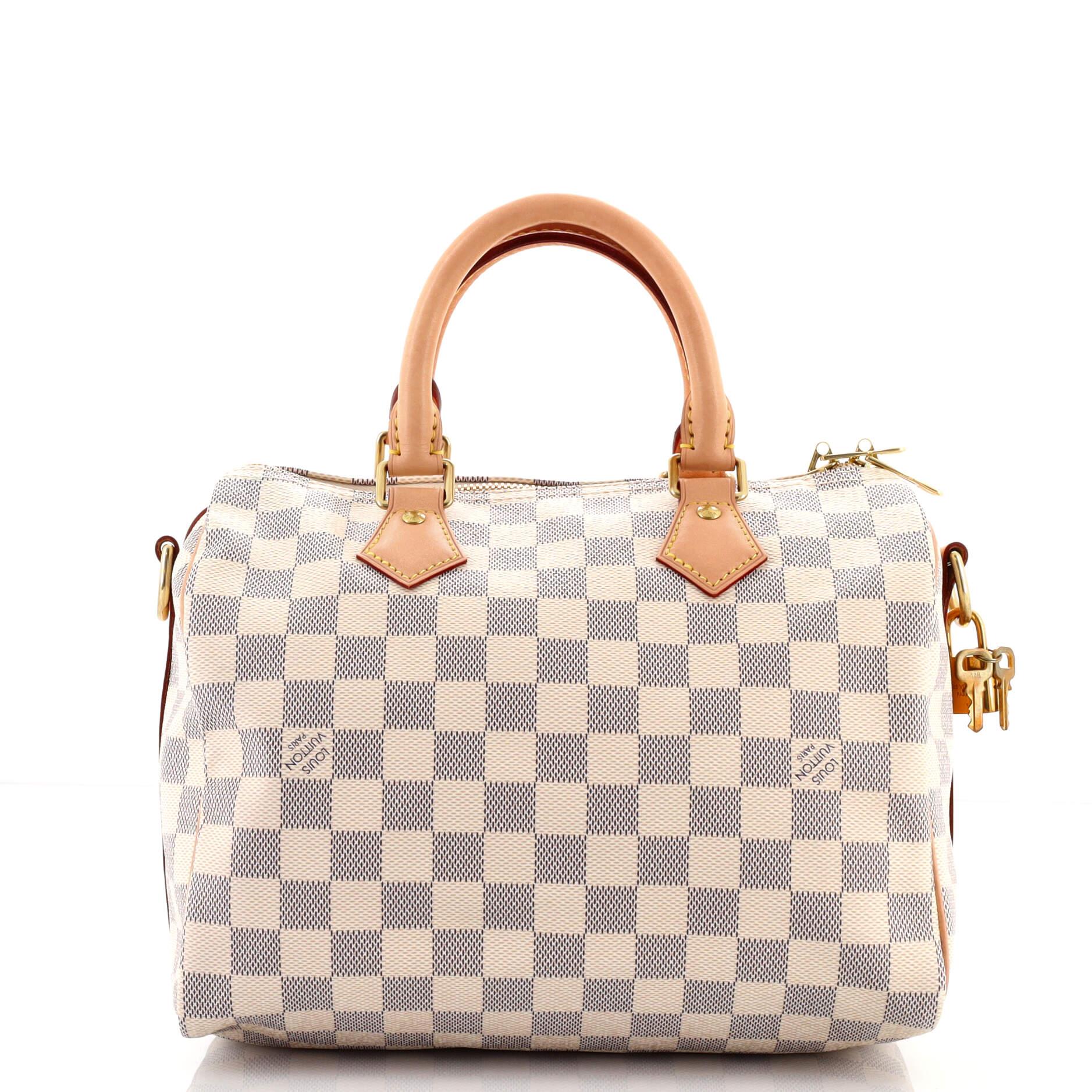 Beige Louis Vuitton Speedy Bandouliere Bag Damier 25