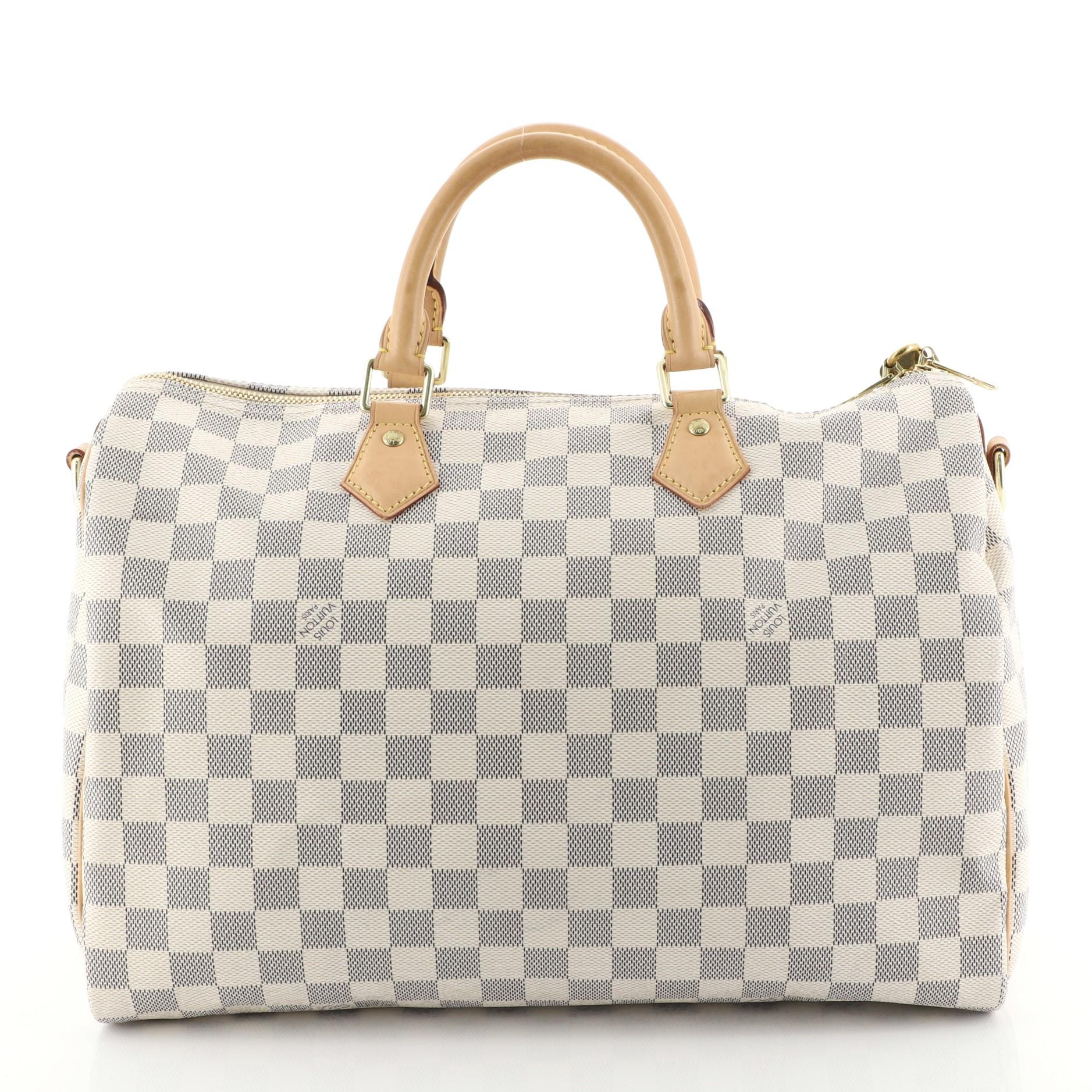 Beige Louis Vuitton Speedy Bandouliere Bag Damier 35
