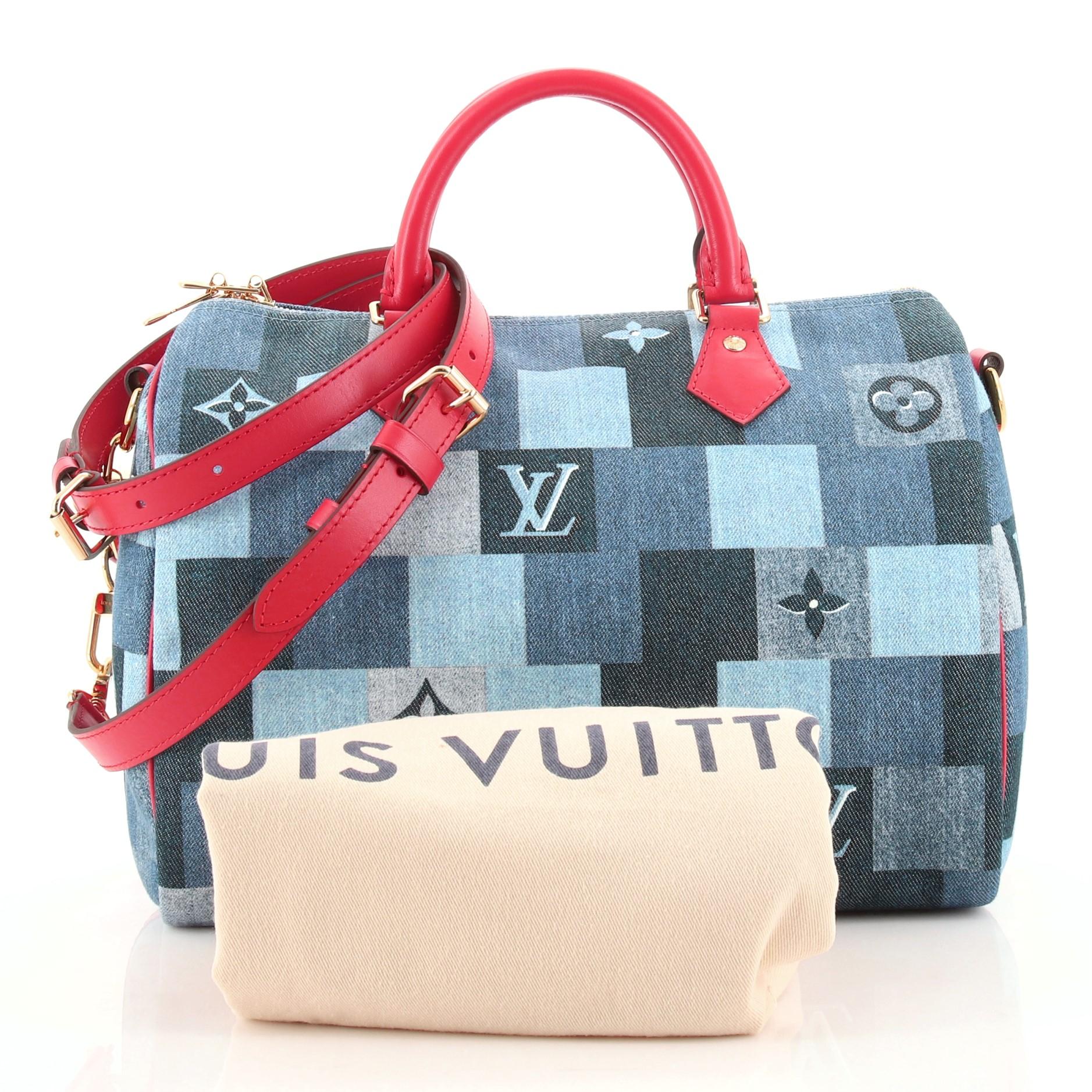 Louis Vuitton Speedy Bandouliere Bag Damier and Monogram Patchwork Denim 30  - ShopStyle