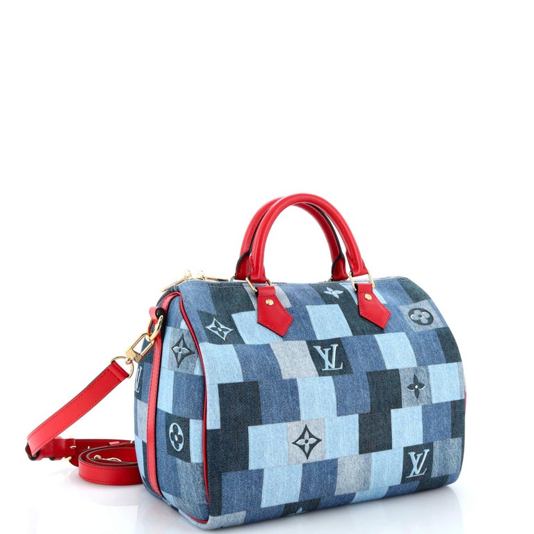 Louis Vuitton, Bags, Louis Vuitton Denim Neo Speedy Red Alligator Chain  2lvs525k