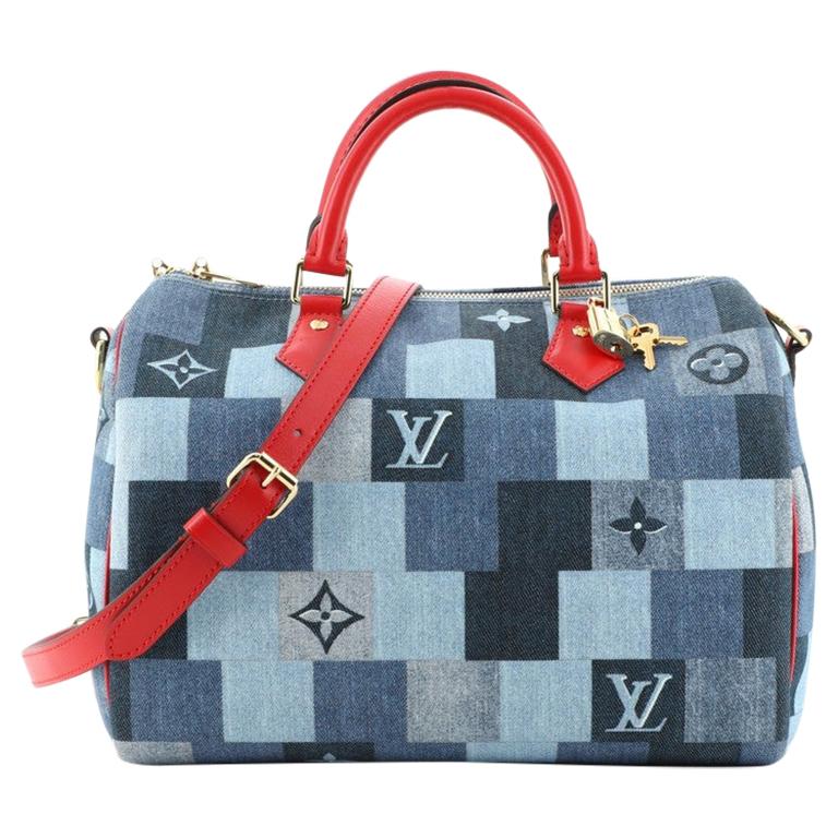 Louis Vuitton Speedy Bandouliere Bag Damier and Monogram Patchwork Denim 30  at 1stDibs