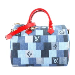 Louis Vuitton Speedy Bandouliere Bag Damier and Monogram Patchwork Denim 30