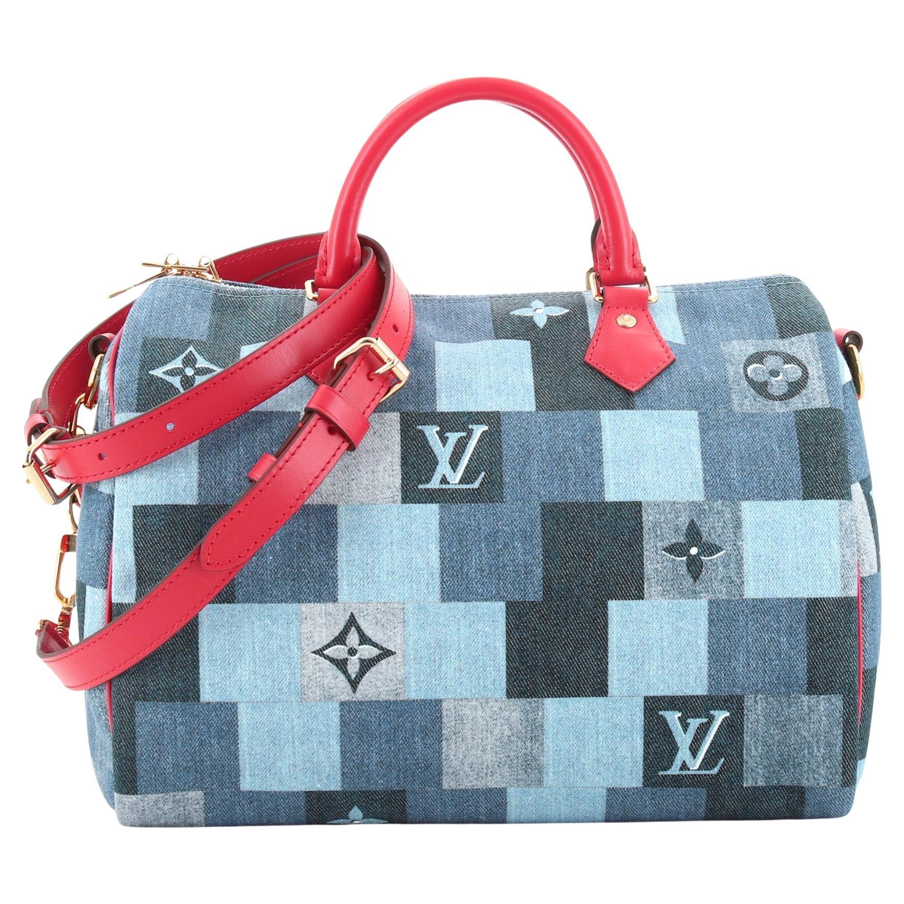 Louis Vuitton Speedy Bandouliere Bag Damier and Monogram Patchwork Denim 30