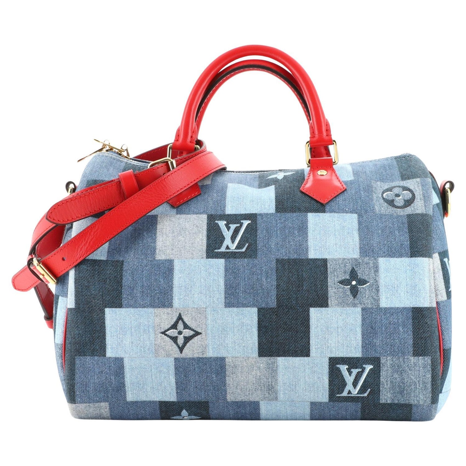 Louis Vuitton Denim Patchwork Speedy For Sale at 1stDibs