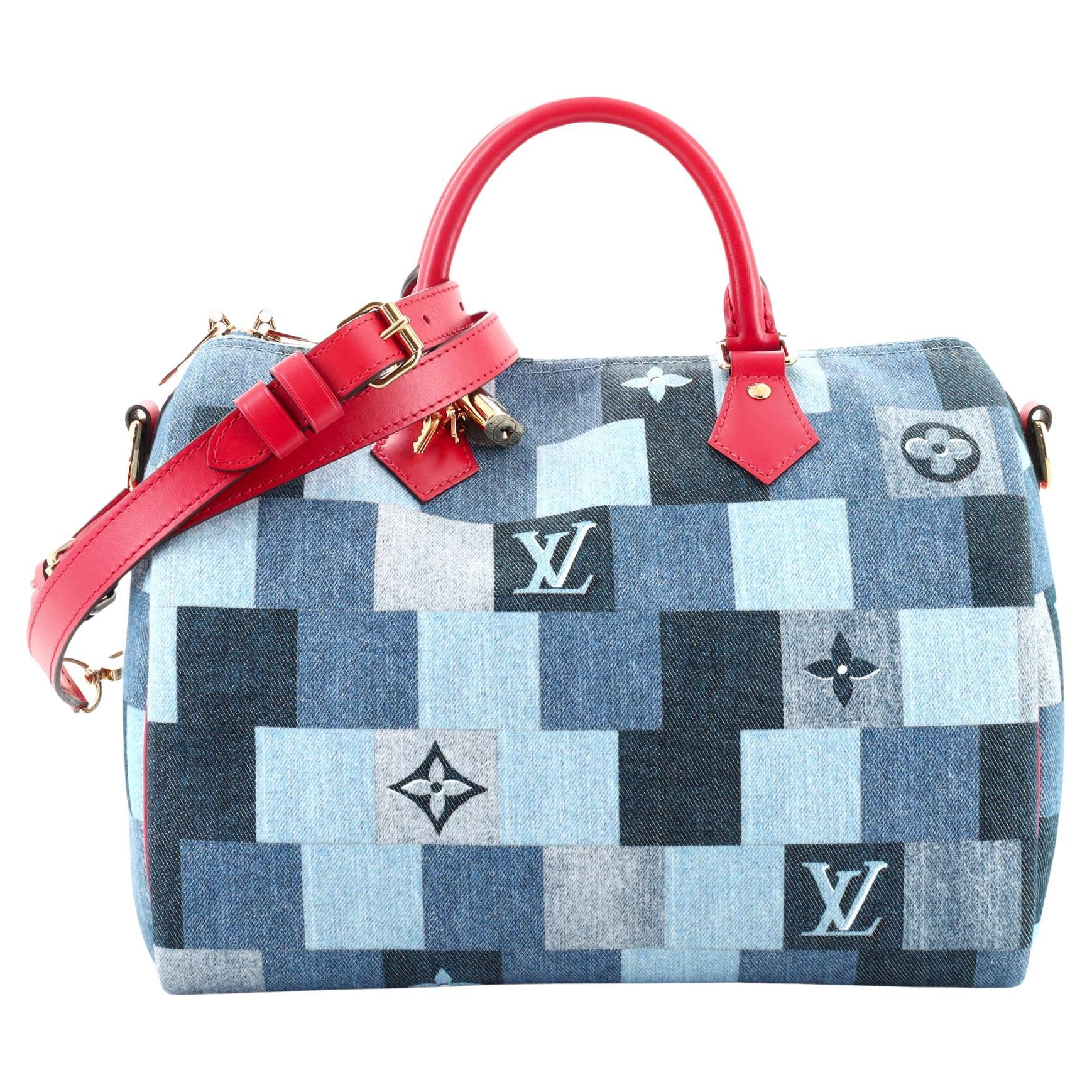 Authentic Louis Vuitton Limited Edition Black Monogram Denim Patchwork  Speedy 30 Handbag – Italy Station