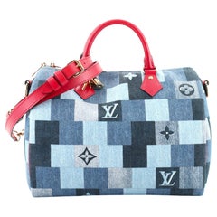 Louis Vuitton Speedy Bandouliere Bag Damier and Monogram Patchwork Denim 30