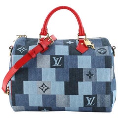 Louis Vuitton Speedy Bandouliere Bag Damier and Monogram Patchwork Denim