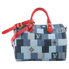 Louis Vuitton Speedy Bandouliere Bag Damier and Monogram Patchwork Denim 