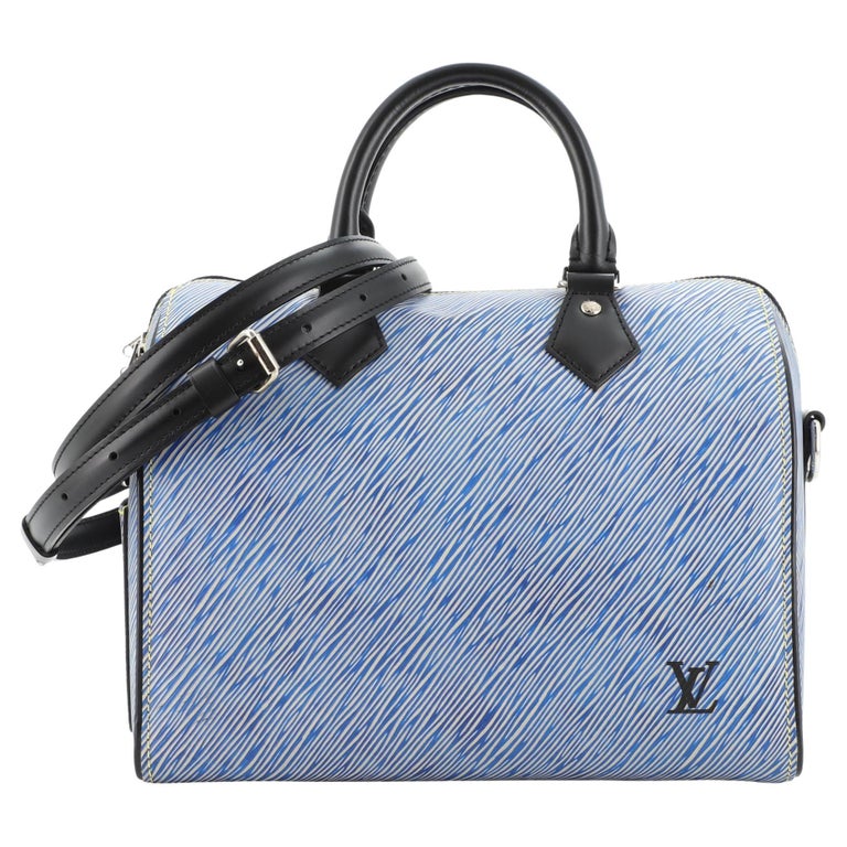 Louis Vuitton Speedy 25 Bandoulière Empreinte Blue Leather Top Handle Bag  For Sale at 1stDibs