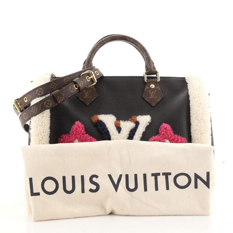 Louis Vuitton Teddy Monogram Shearling Speedy 25 Bandouliere Bag at 1stDibs