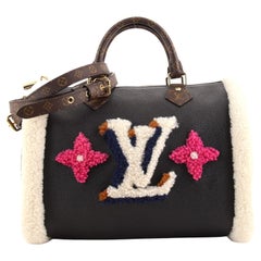 Louis Vuitton Speedy Bandouliere Bag Leather and Monogram Teddy Shearling 30