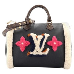 Louis Vuitton Speedy Bandouliere Bag Leather and Monogram Teddy Shearling