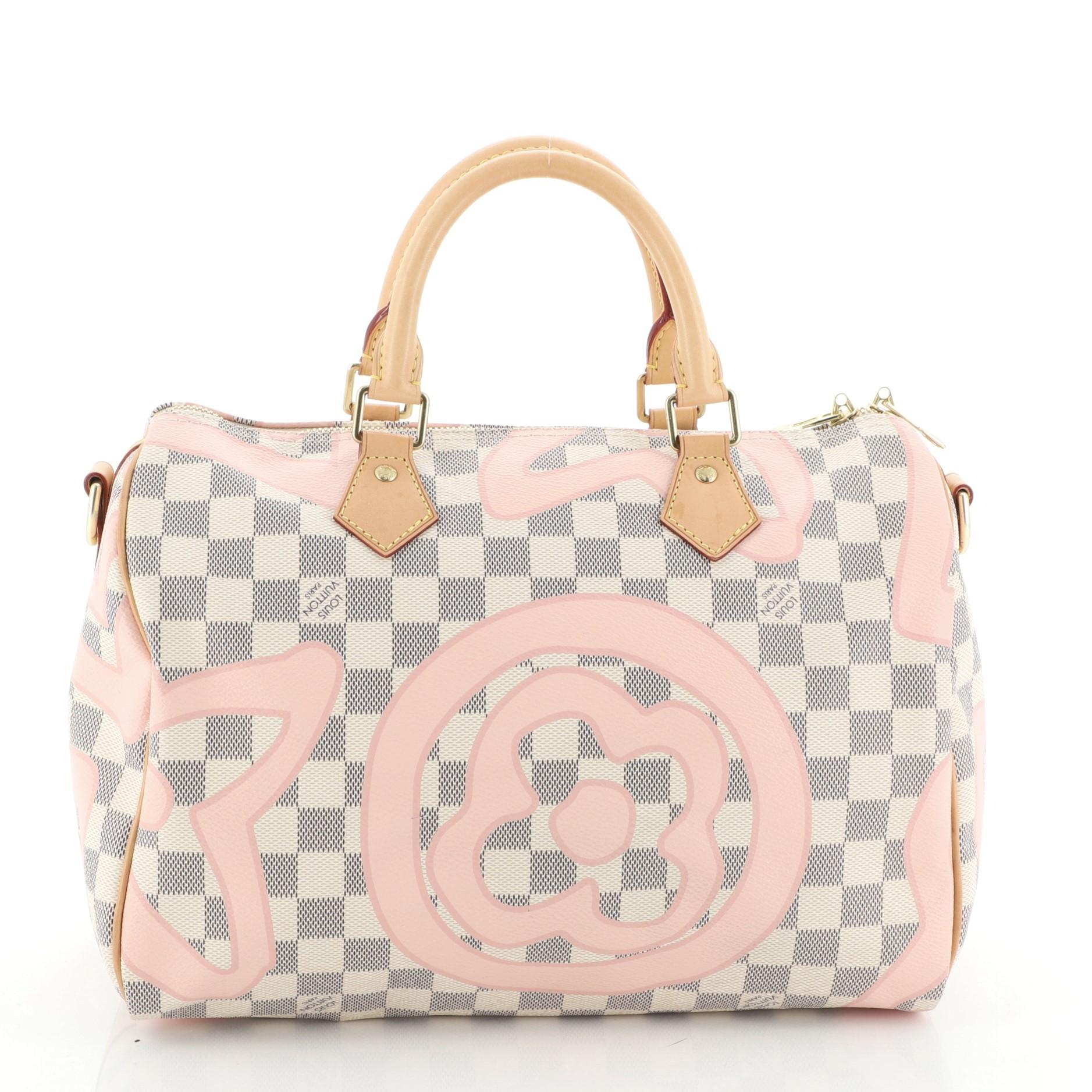 Beige Louis Vuitton Speedy Bandouliere Bag Limited Edition Damier Tahitienne 30