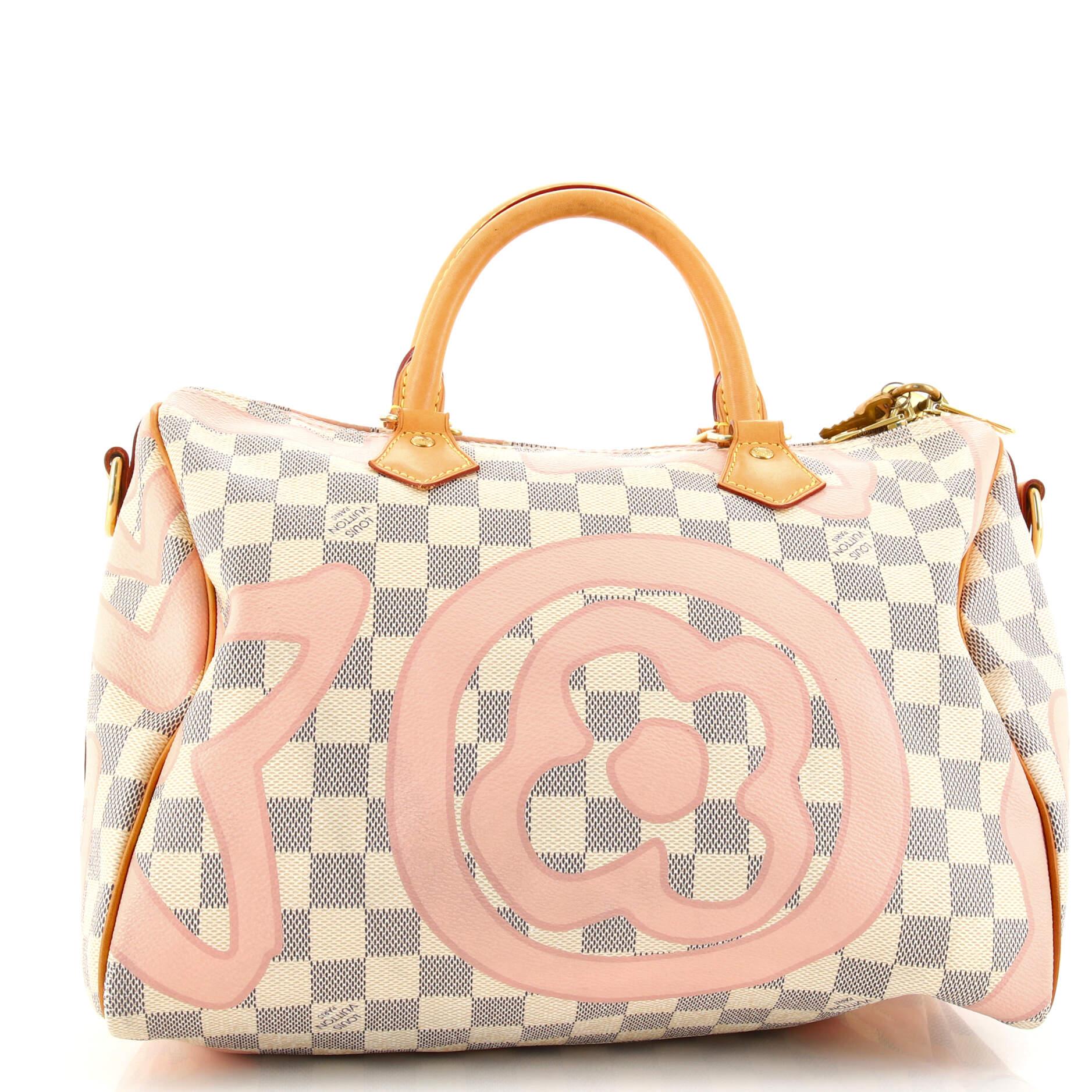 Beige Louis Vuitton Speedy Bandouliere Bag Limited Edition Damier Tahitienne 30
