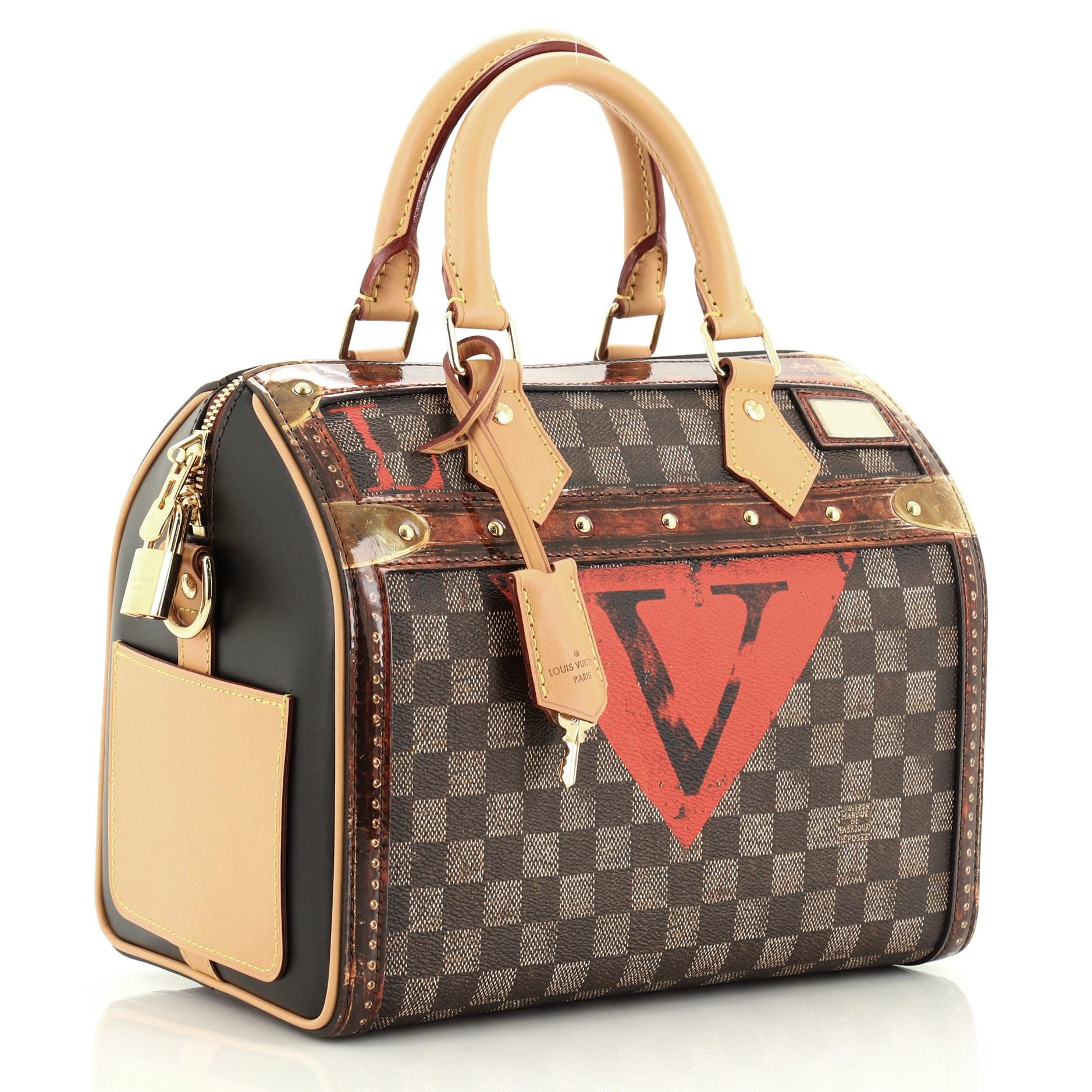 Black Louis Vuitton Speedy Bandouliere Bag Limited Edition Damier Time Trunk 25