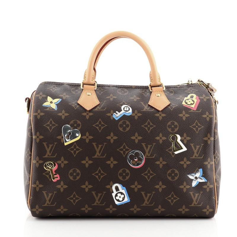 Black Louis Vuitton Speedy Bandouliere Bag Limited Edition Love Lock Monogram Canvas