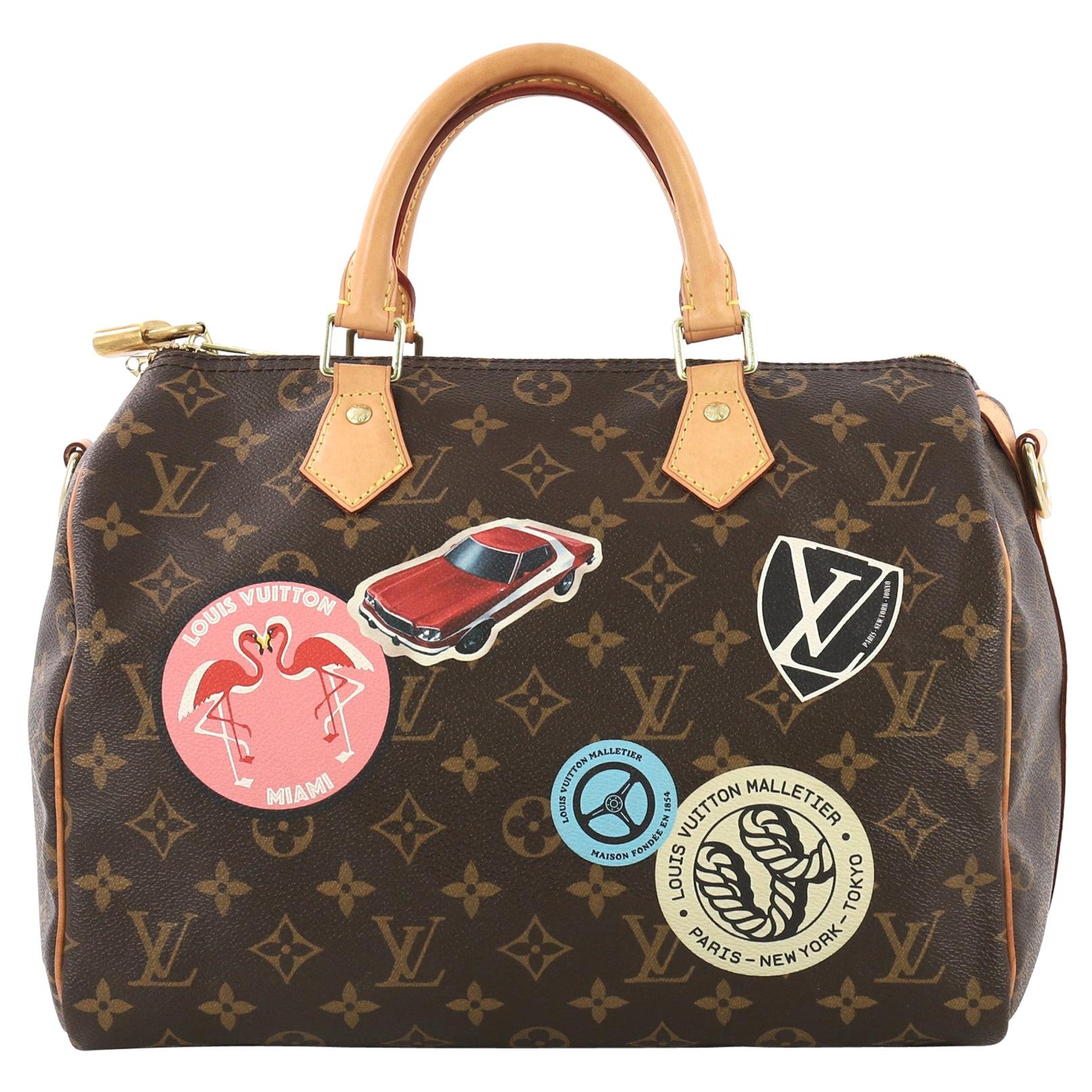 Louis Vuitton Speedy Bandouliere Bag Limited Edition World Tour Monogram Canvas 