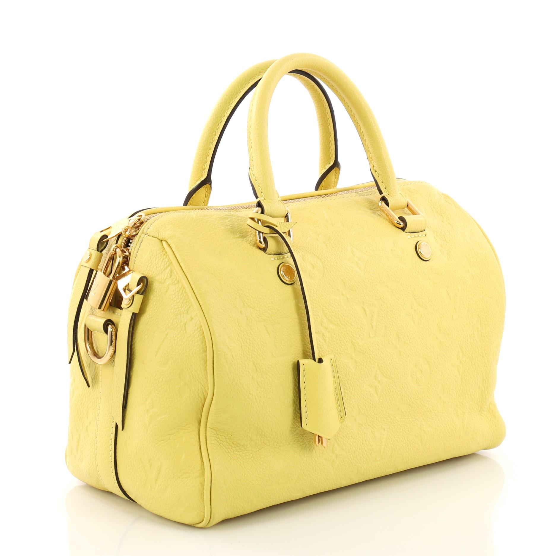 Yellow Louis Vuitton Speedy Bandouliere Bag Monogram Empreinte Leather 25