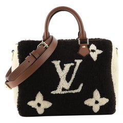 Louis Vuitton Limited Edition Black Leather Monogram Fleece Teddy Twist MM  Bag - Yoogi's Closet