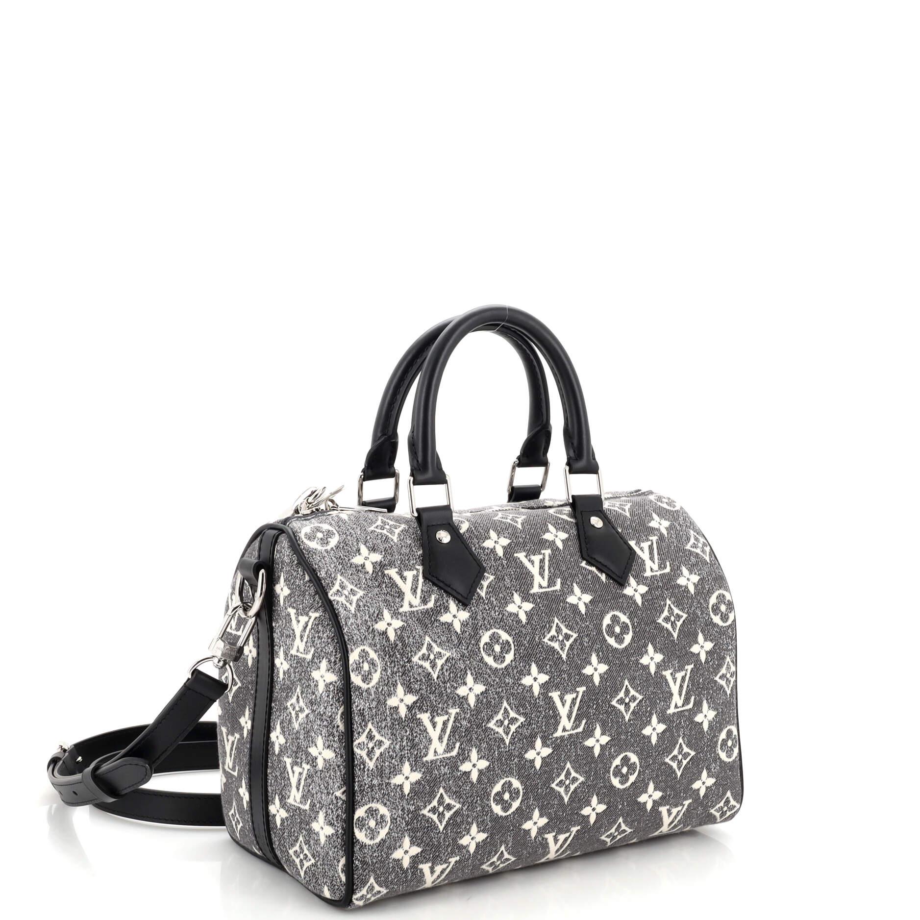 Louis Vuitton Speedy Bandouliere 25 Denim Jacquard Navy Blue in  Denim/Calfskin Leather with Gold-tone - US