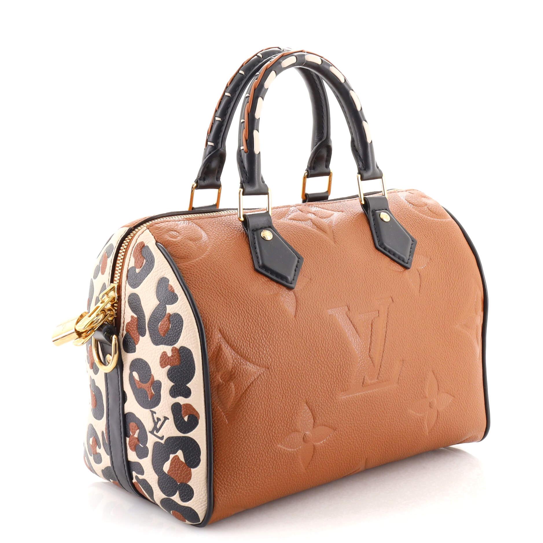 Marron Louis Vuitton - Sac Speedy Bandoulière Wild at Heart - Monogramme Empreinte Gia