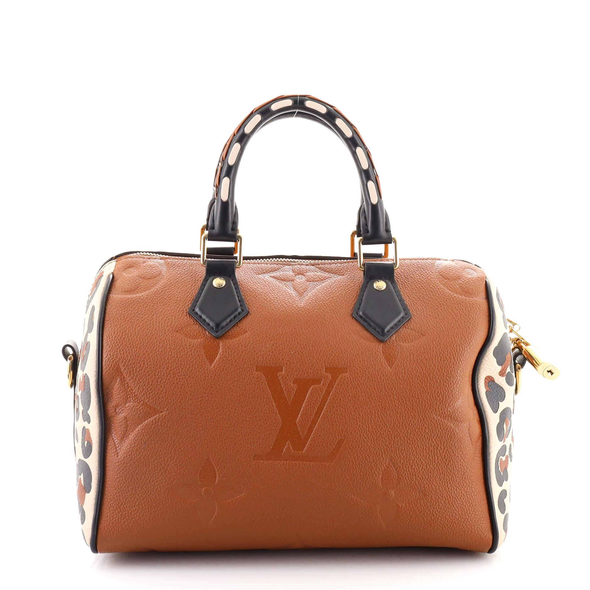 Brown Louis Vuitton Speedy Bandouliere Bag Wild at Heart Monogram Empreinte Gia