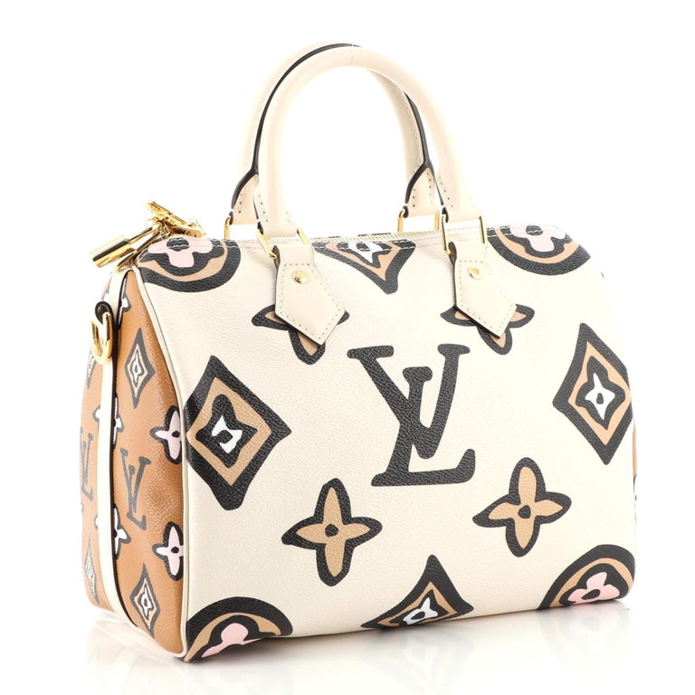 White Louis Vuitton Speedy Bandouliere Bag Wild at Heart Monogram Giant 25 For Sale